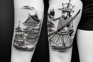 japan samurai river boat tattoo idea
