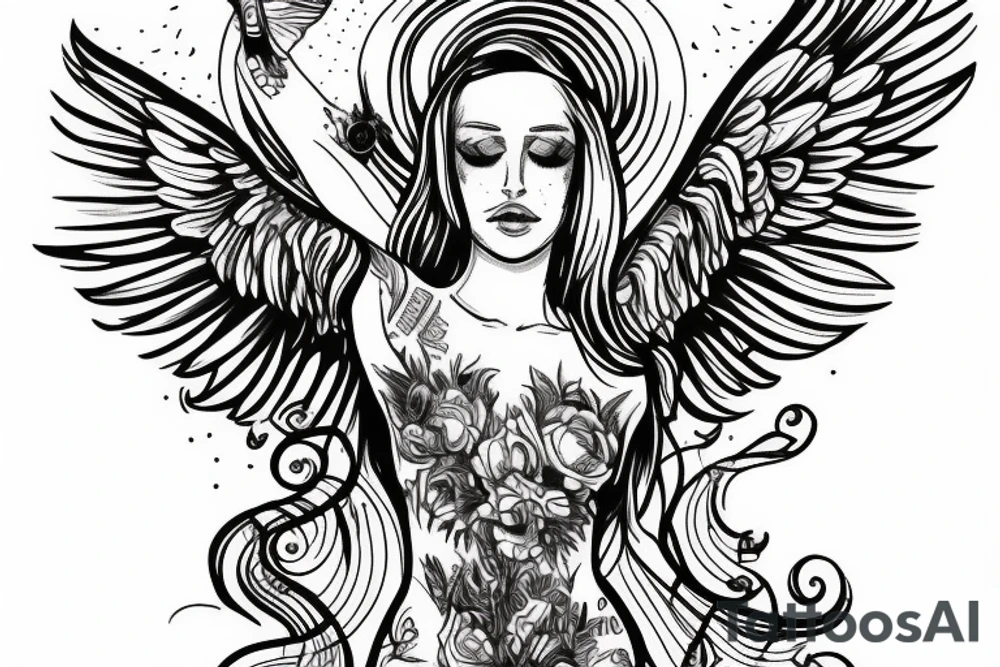 Angel and vodka tattoo idea