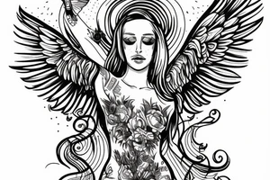 Angel and vodka tattoo idea