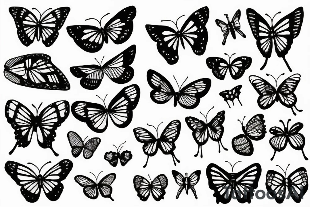 Dead butterflies tattoo idea