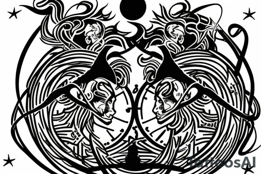 Gemini zodiac sign, male tattoo idea