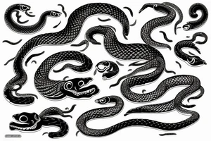 two vertical snakes tattoo idea