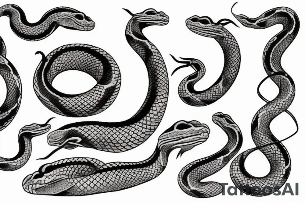 two vertical snakes tattoo idea