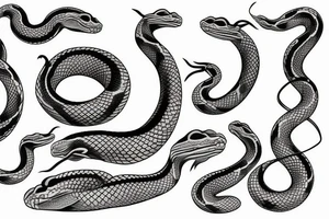 two vertical snakes tattoo idea