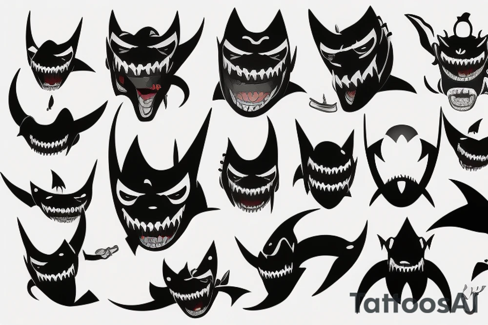 oni mask shark tattoo idea