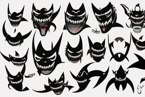 oni mask shark tattoo idea