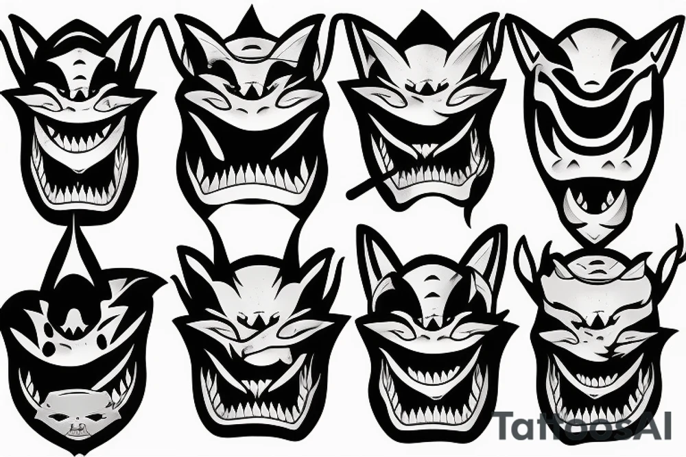 oni mask shark tattoo idea