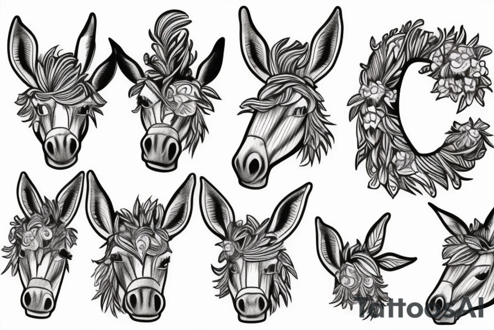 man and donkey tattoo idea