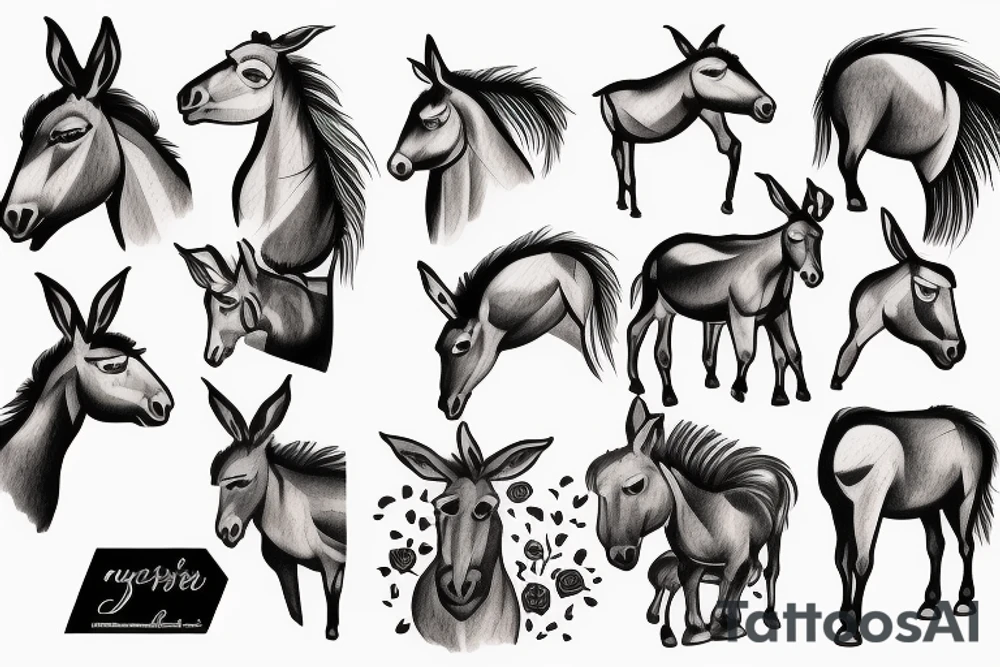 man and donkey tattoo idea