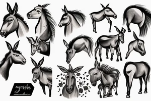 man and donkey tattoo idea