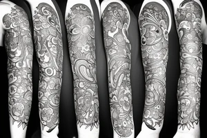 Flowers and mushrooms square fractal pattern tattoo idea