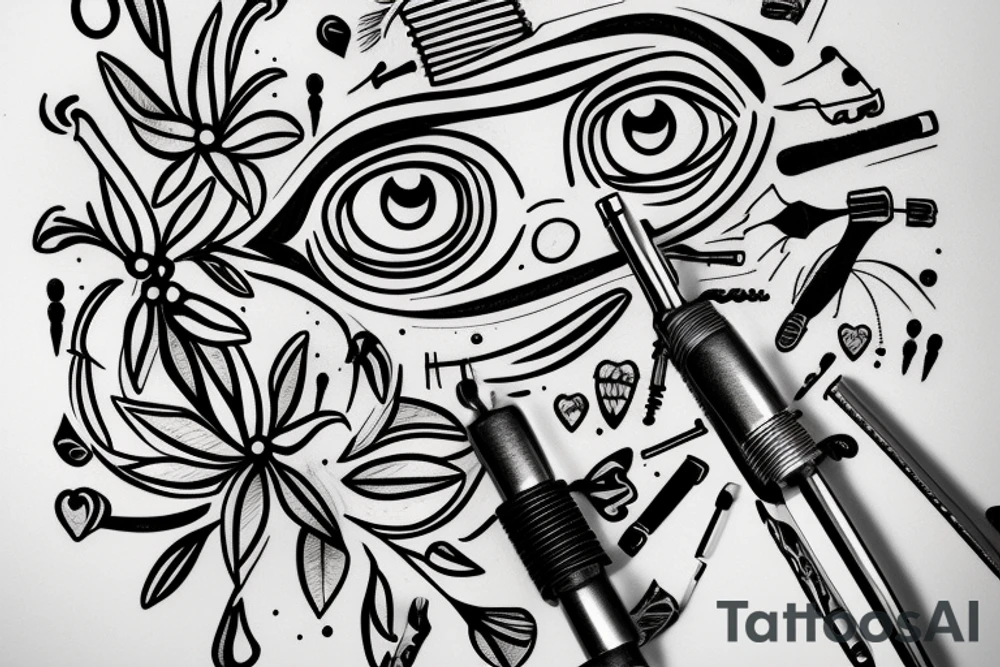 a screwdriver in the human eye tattoo idea