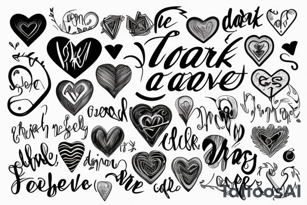 Dark Lettering Heart tattoo idea