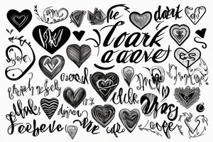 Dark Lettering Heart tattoo idea