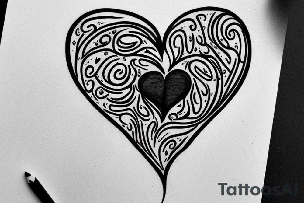 Dark Lettering Heart tattoo idea