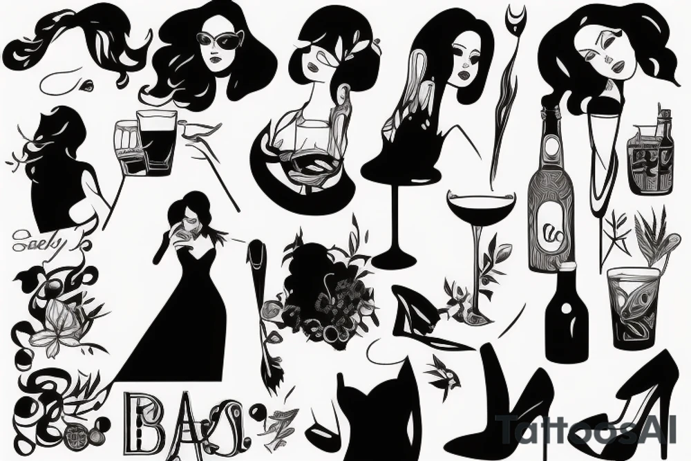 Sexy lady in a bar tattoo idea