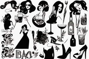 Sexy lady in a bar tattoo idea
