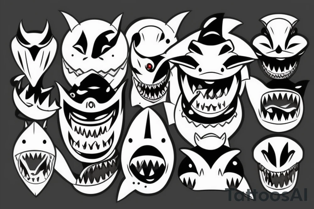oni mask shark tattoo idea
