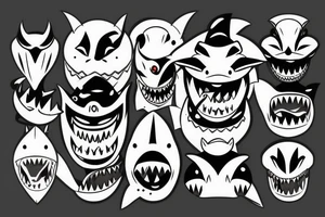 oni mask shark tattoo idea