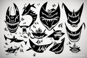 oni mask shark tattoo idea
