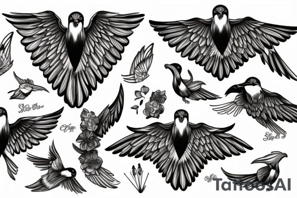 Fly sky birds tattoo idea