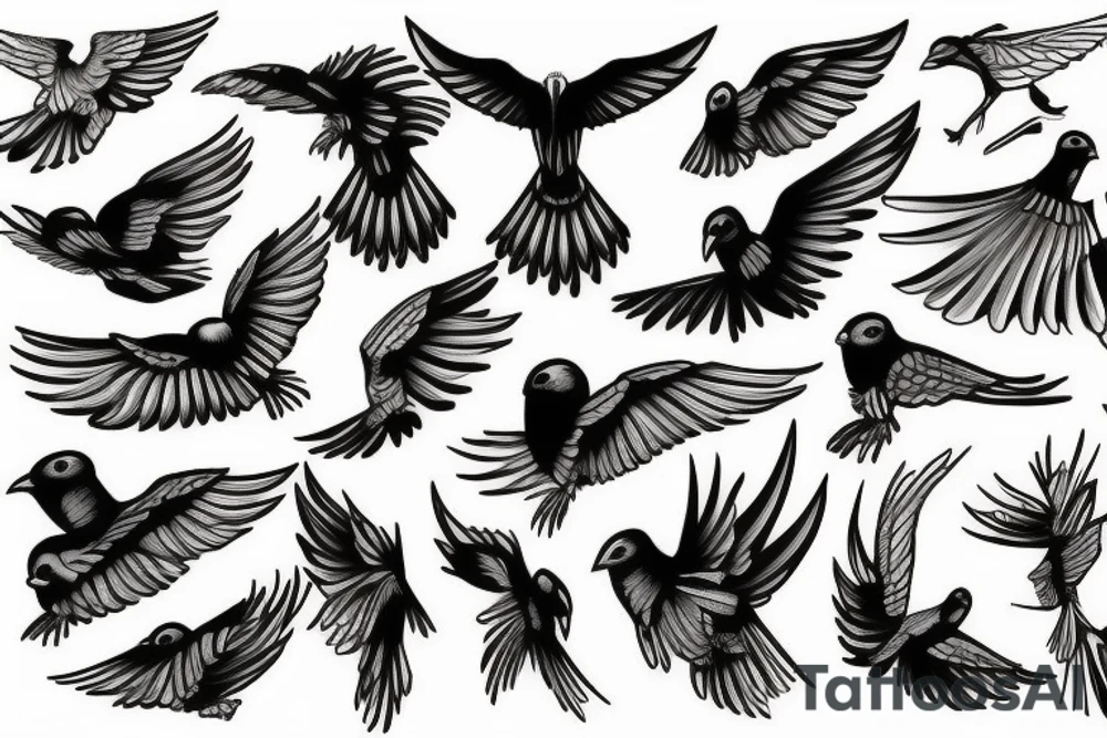 Fly sky birds tattoo idea