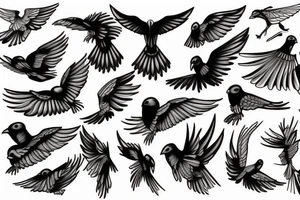 Fly sky birds tattoo idea