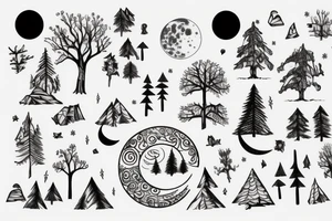 Forest with moon tattoo idea