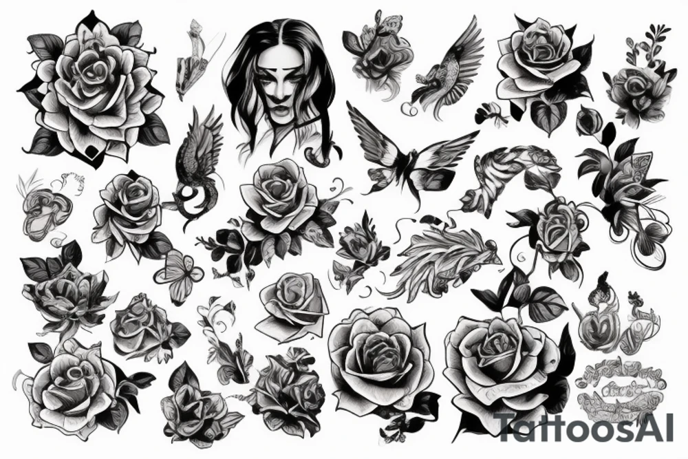 Кот баюн среди ромашек tattoo idea