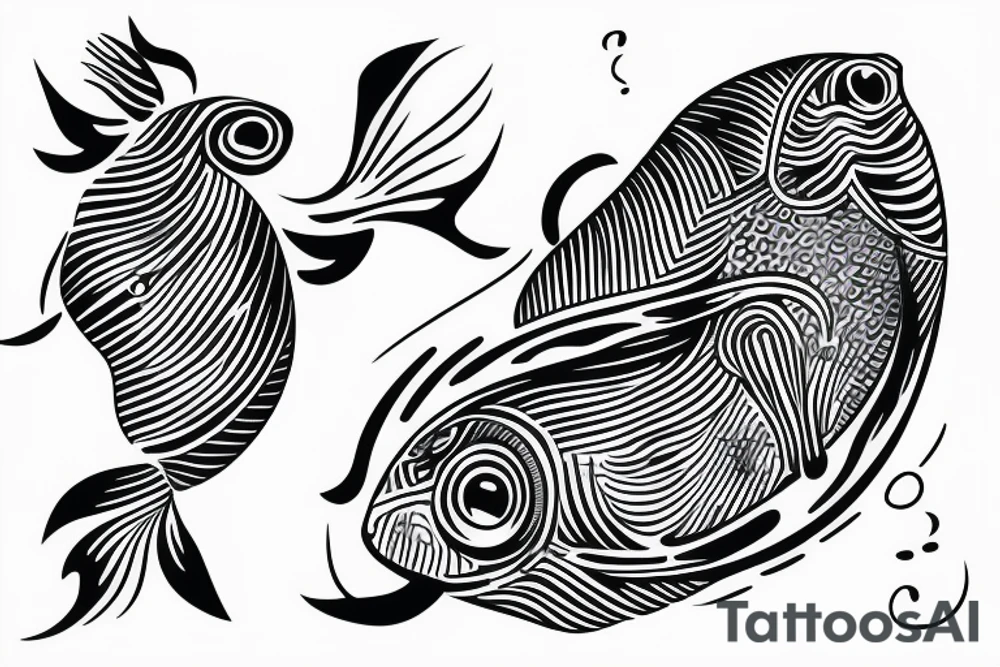 two fish third person view water tattoo idea