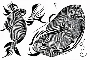 two fish third person view water tattoo idea