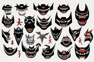 oni mask shark tattoo idea