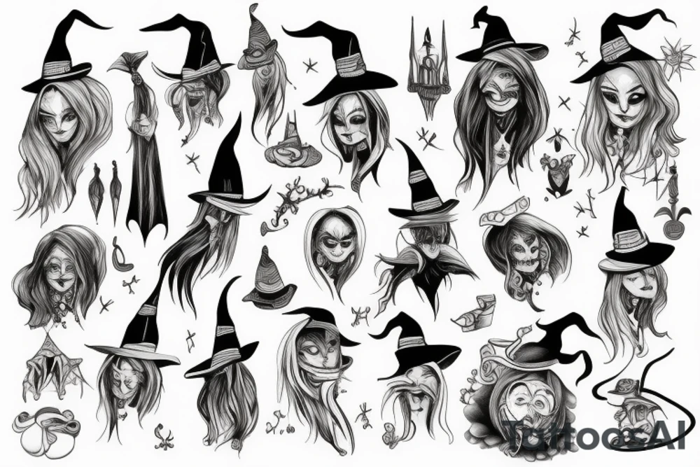 big witch tattoo idea