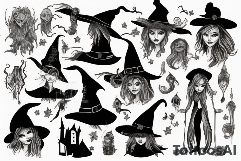 big witch tattoo idea