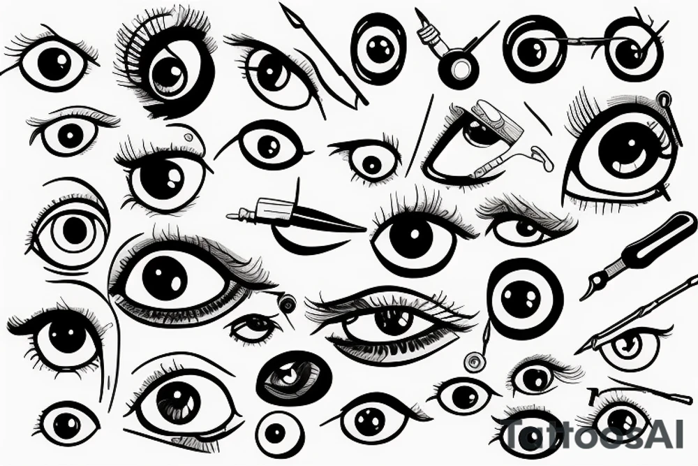 a screwdriver pierced a human eye tattoo idea