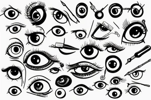 a screwdriver pierced a human eye tattoo idea