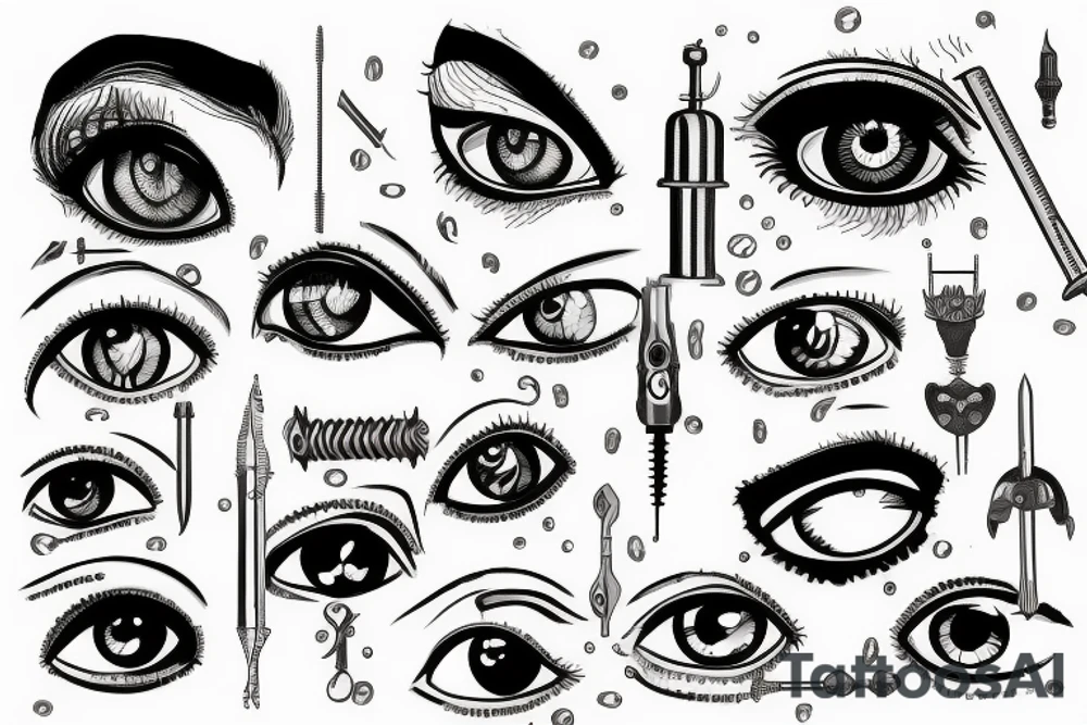 a screwdriver pierced a human eye tattoo idea
