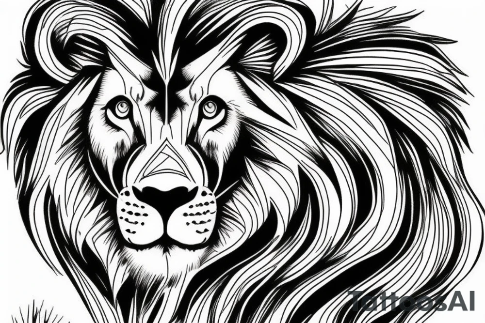 Lion line red tattoo idea