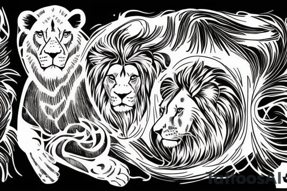 Lion line red tattoo idea