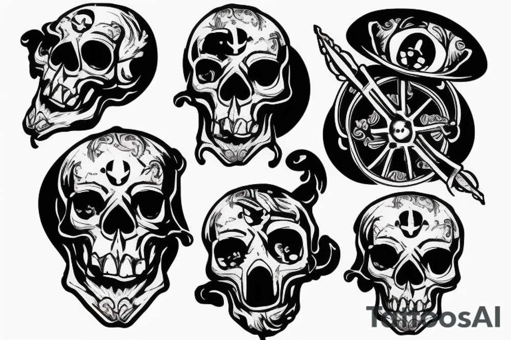 treasure pirate skull tattoo idea