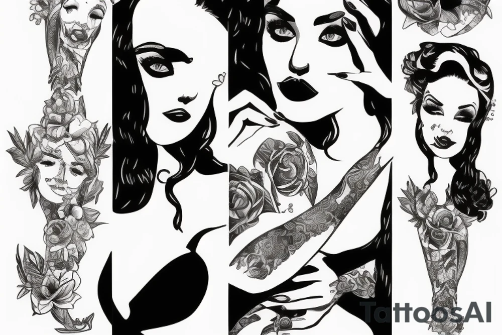 Sexy lady in a bar tattoo idea