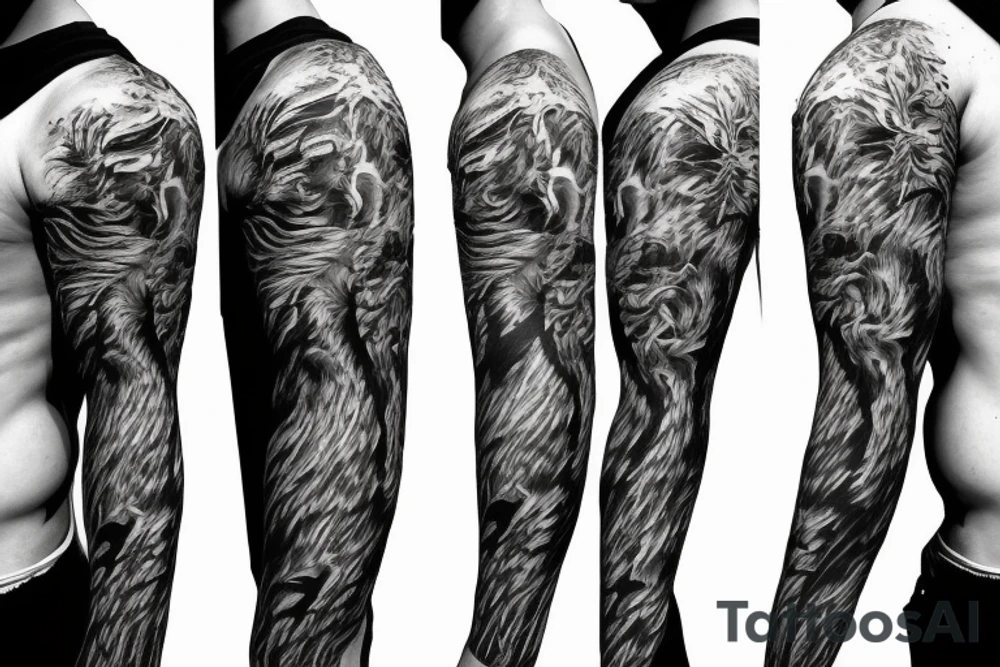 sleeve from animals and Tiger on forearm tattoo idea