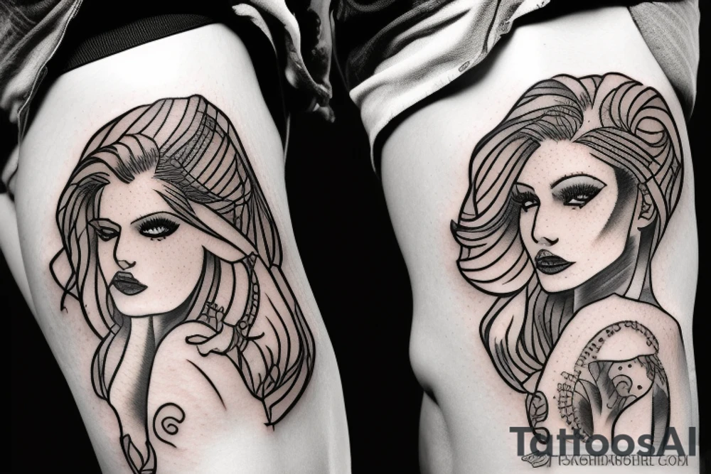Sexy lady in a bar tattoo idea
