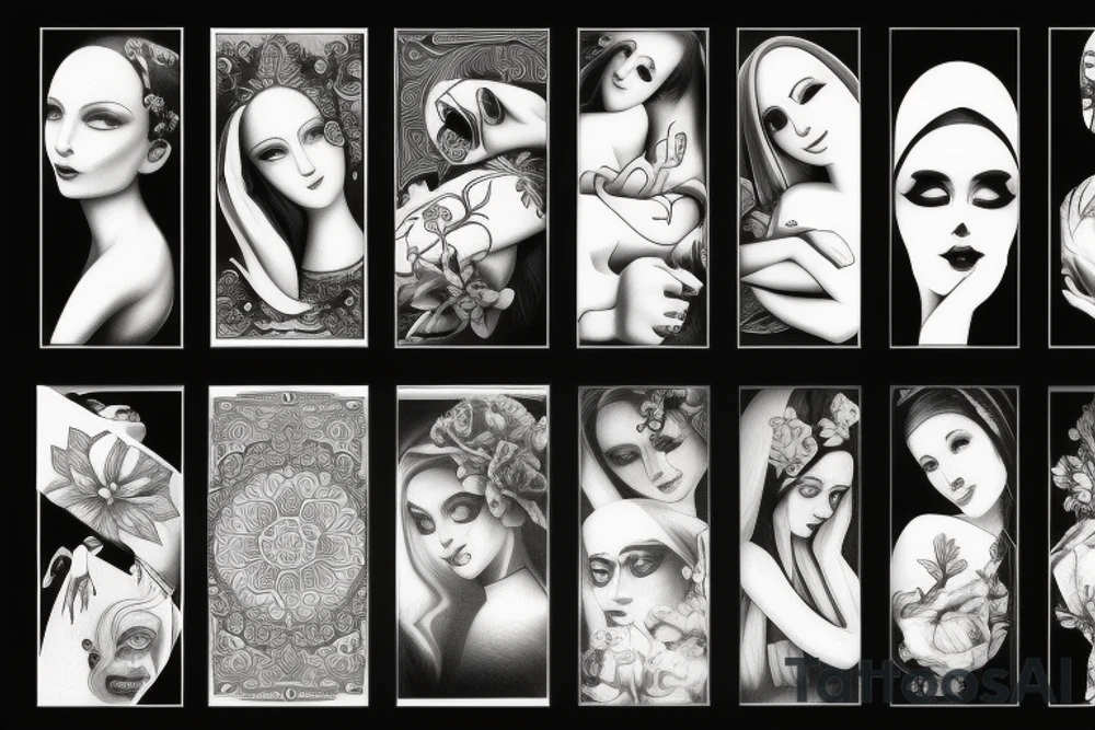 Nun in gravure style tattoo idea