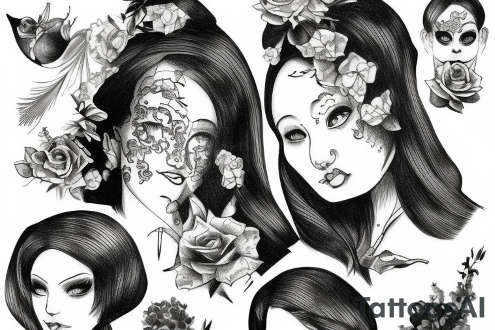 Nun in gravure style tattoo idea