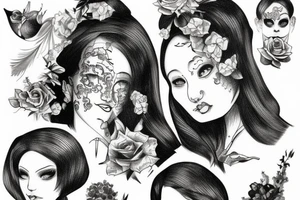 Nun in gravure style tattoo idea