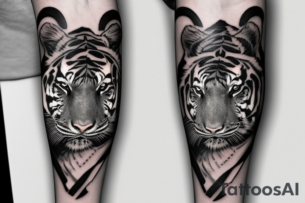 sleeve from animals and Tiger on forearm tattoo idea