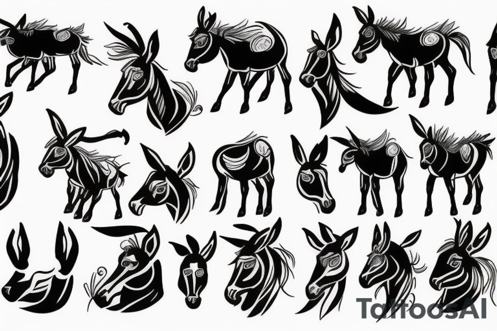 man and donkey tattoo idea