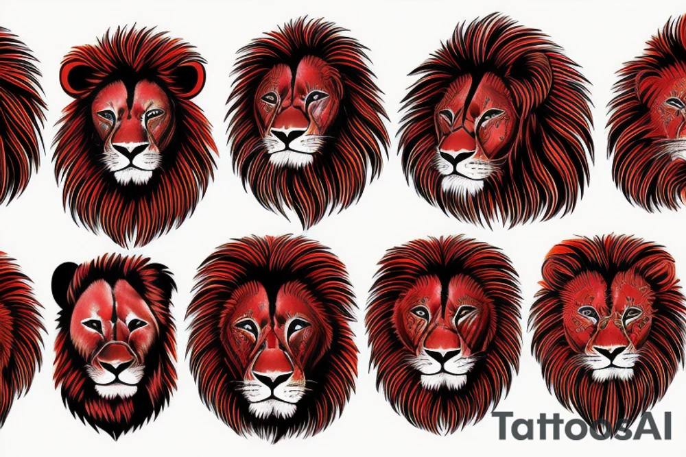Lion line red tattoo idea