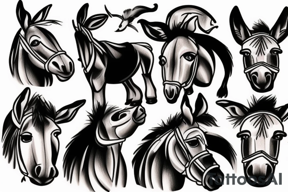 man and donkey tattoo idea